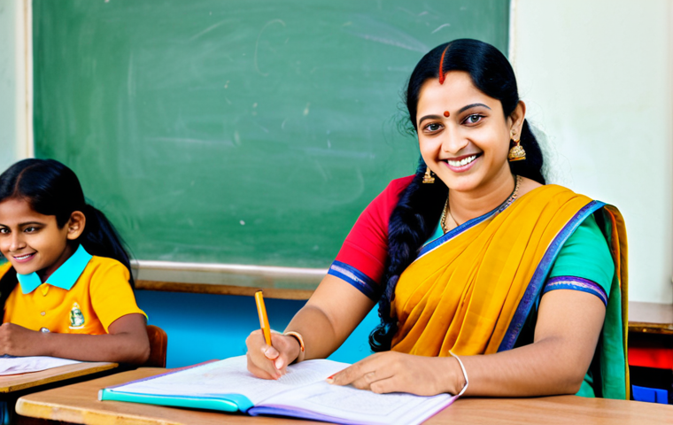 **

"A ইউয়া Education Teacher, smiling warmly, wearing a modest saree in a brightly lit classroom filled with colorful learning materials. Children are engaged in activities around her. Safe for work, appropriate content, fully clothed, professional, family-friendly, perfect anatomy, correct proportions, natural pose, well-formed hands, proper finger count, natural body proportions."

**
