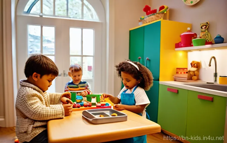 유아교육지도사 강의 중 활용할 수 있는 다양한 교육 자료 - **Prompt:** An inviting outdoor garden or nature exploration area on a sunny day. A group of young c...