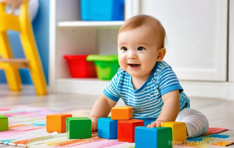 유아교육지도사 자격증 시험 합격률 높이는 팁 - **A joyful toddler exploring educational blocks in a brightly lit playroom.**
    A cheerful toddler...