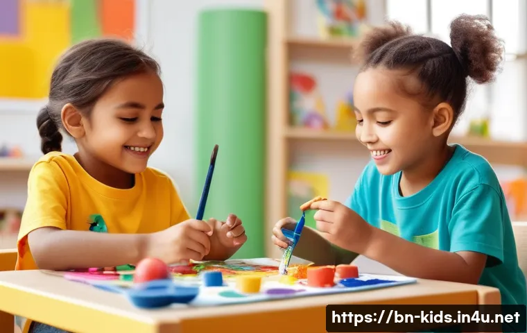 유아교육지도사 강의 계획 작성 방법과 사례 - **Vibrant Creative Playtime**
A bright, cheerful classroom filled with natural light. A diverse ...