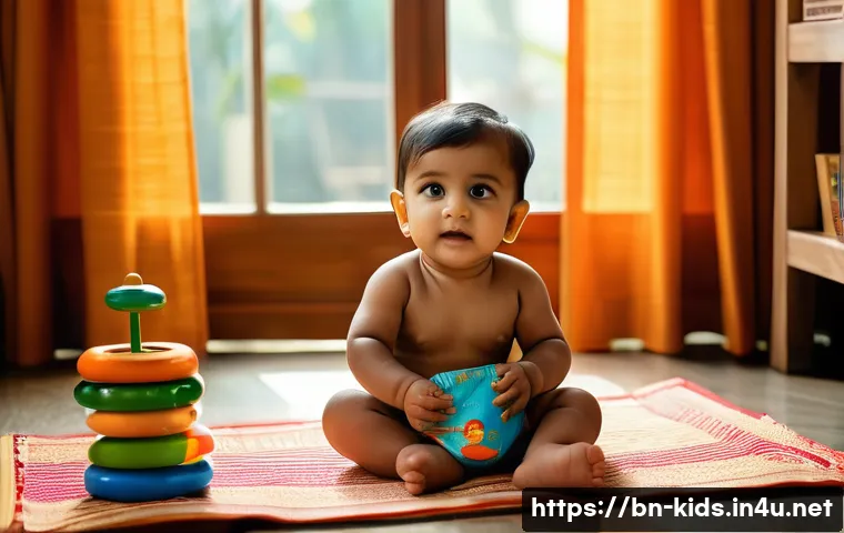유아교육지도사 자격증 시험 문제의 최신 트렌드 - A detailed scene of a Bengali toddler wearing a colorful diaper, sitting on a traditional woven mat ...