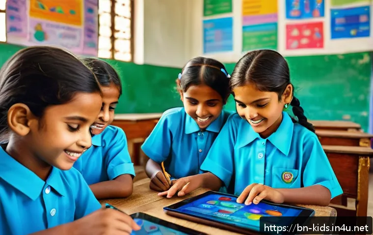 유아교육지도사 실습 중 겪은 어려움과 해결책 - A vibrant classroom scene in Bangladesh featuring young Bengali children aged 5-7 engaged in interac...