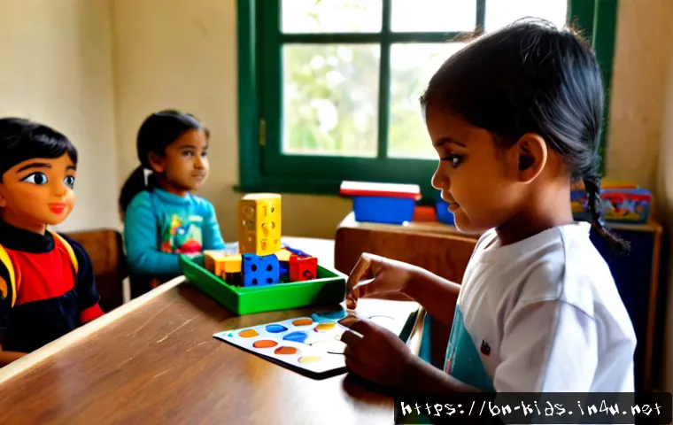 유아교육지도사 강의 준비의 중요성 - Photorealistic early childhood education instructor carefully preparing a lesson at a tidy wooden de...