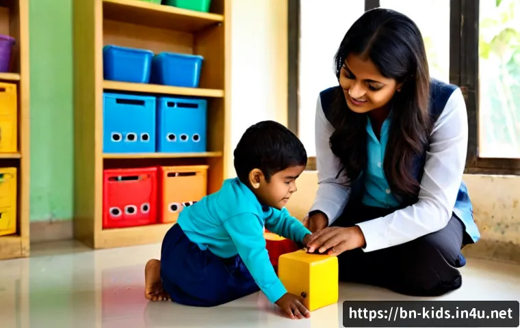 Home 17 유아교육지도사 실무에서 발생하는 문제점 - Photorealistic early childhood classroom in Bangladesh, a caring female preschool teacher in modest ...